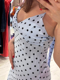 Polka Dot Silky Midi Dress | Pale Blue
