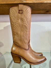 Felmini | Long Heeled Leather Cowboy Boot | Tan