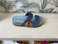 Yokono | LANKA-260 | Suede Platform Slip On Sandal | Iris Blue