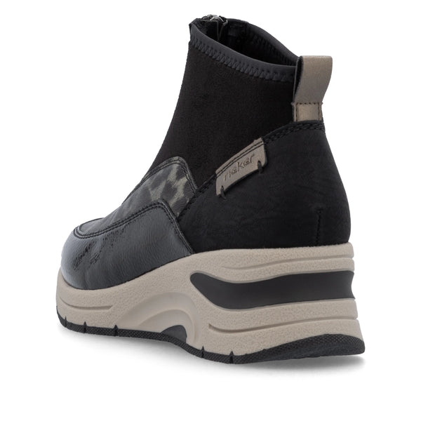 Rieker | N9362-00 Zip Front Trainer Boot | Black Multi