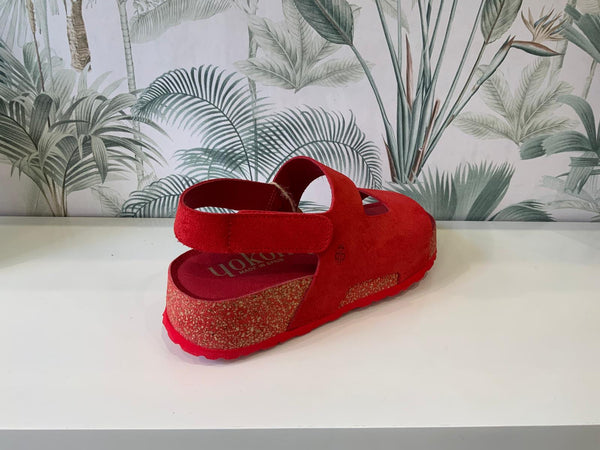 Yokono | LANKA-261 | Suede Platform Sling Back Sandal | Red