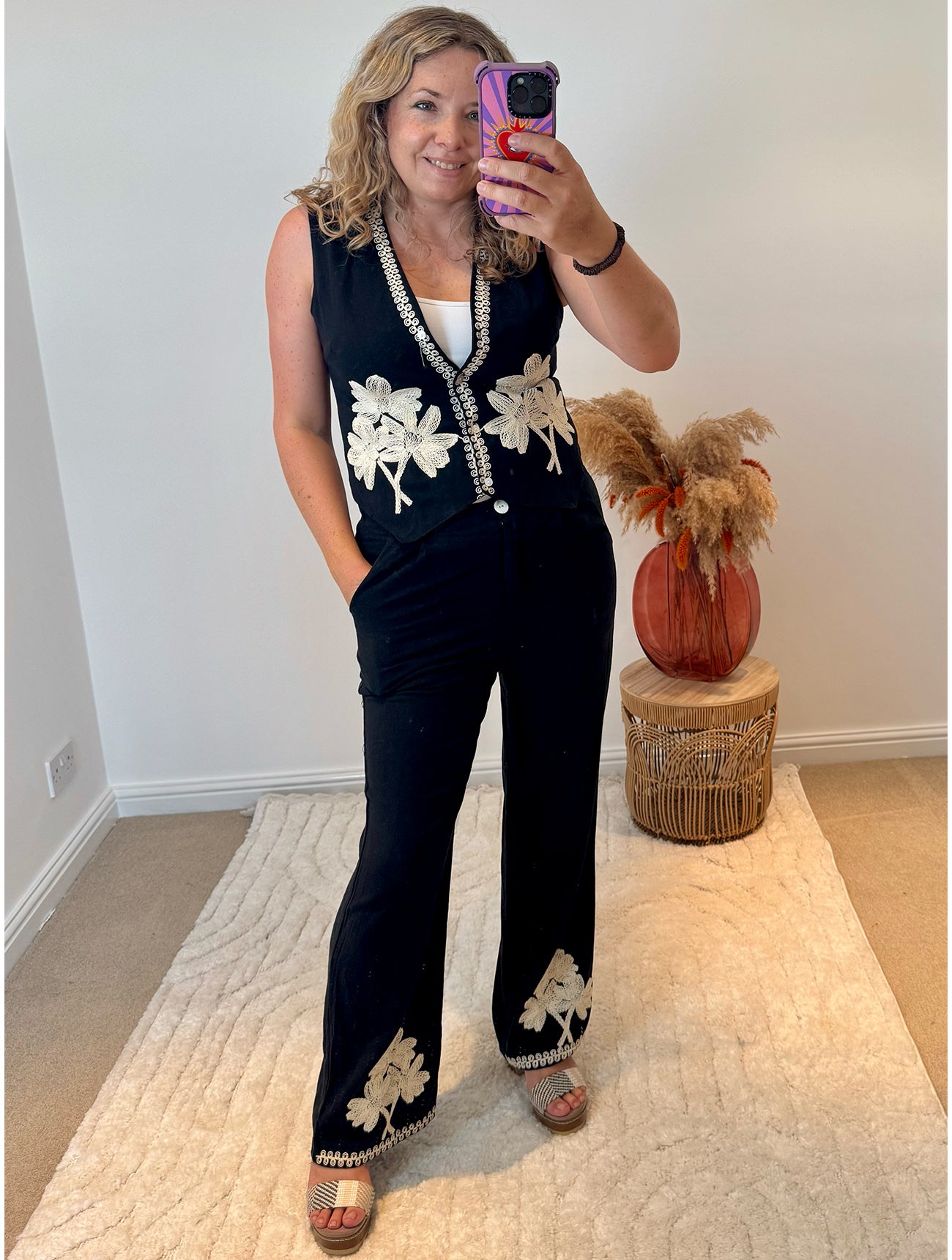 Waistcoat and Trouser Co-Ord | Black/Cream