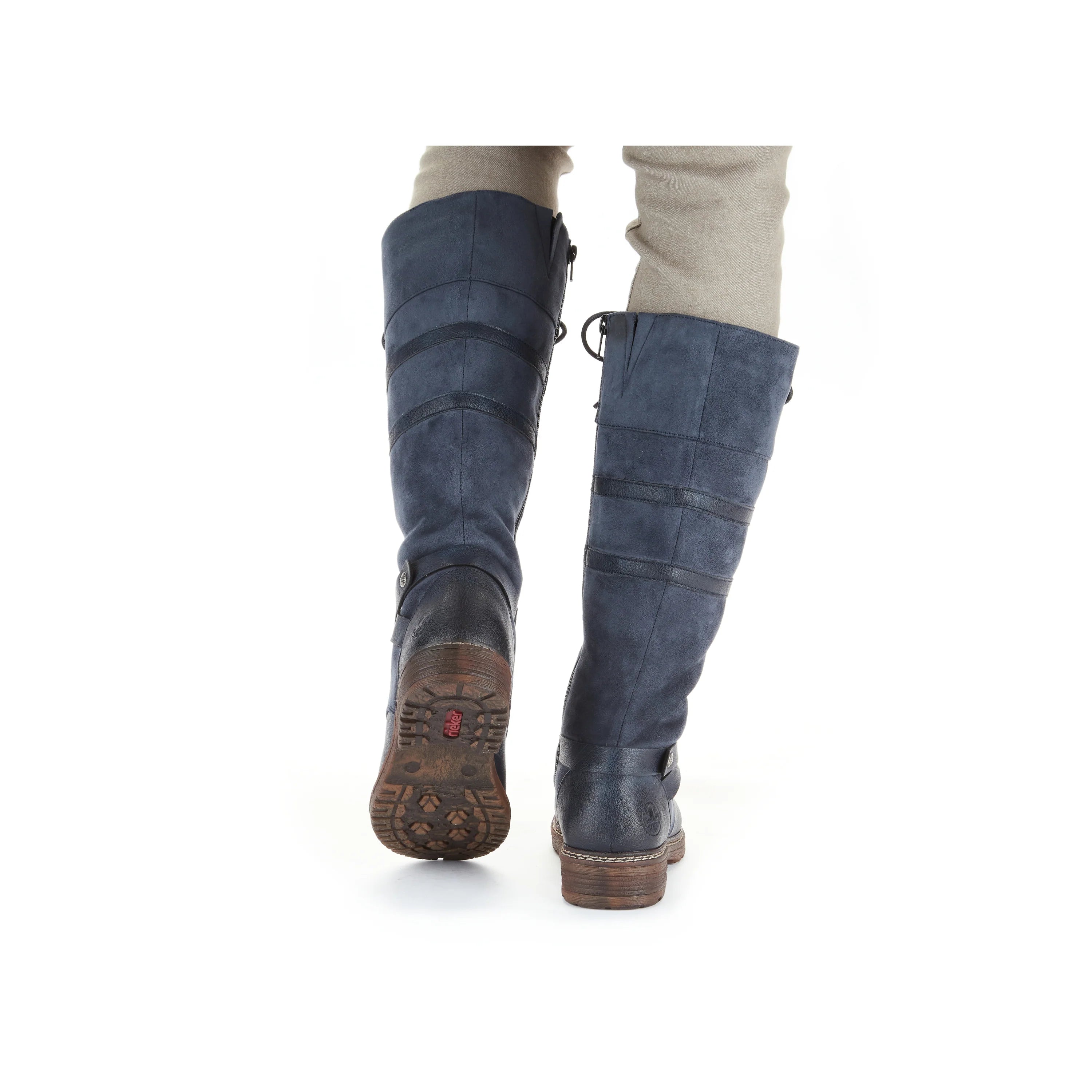 Rieker | 94732-14 Long Lace Up Boot | Dark Blue