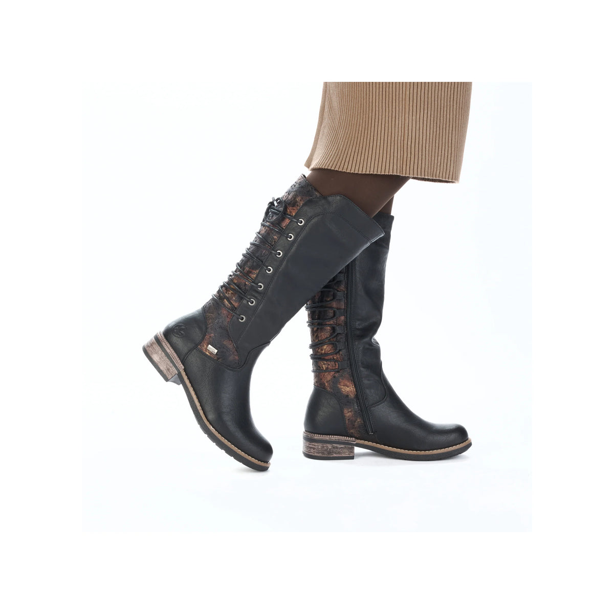 Rieker | 94694-00 Long Lace Back Boot | Black