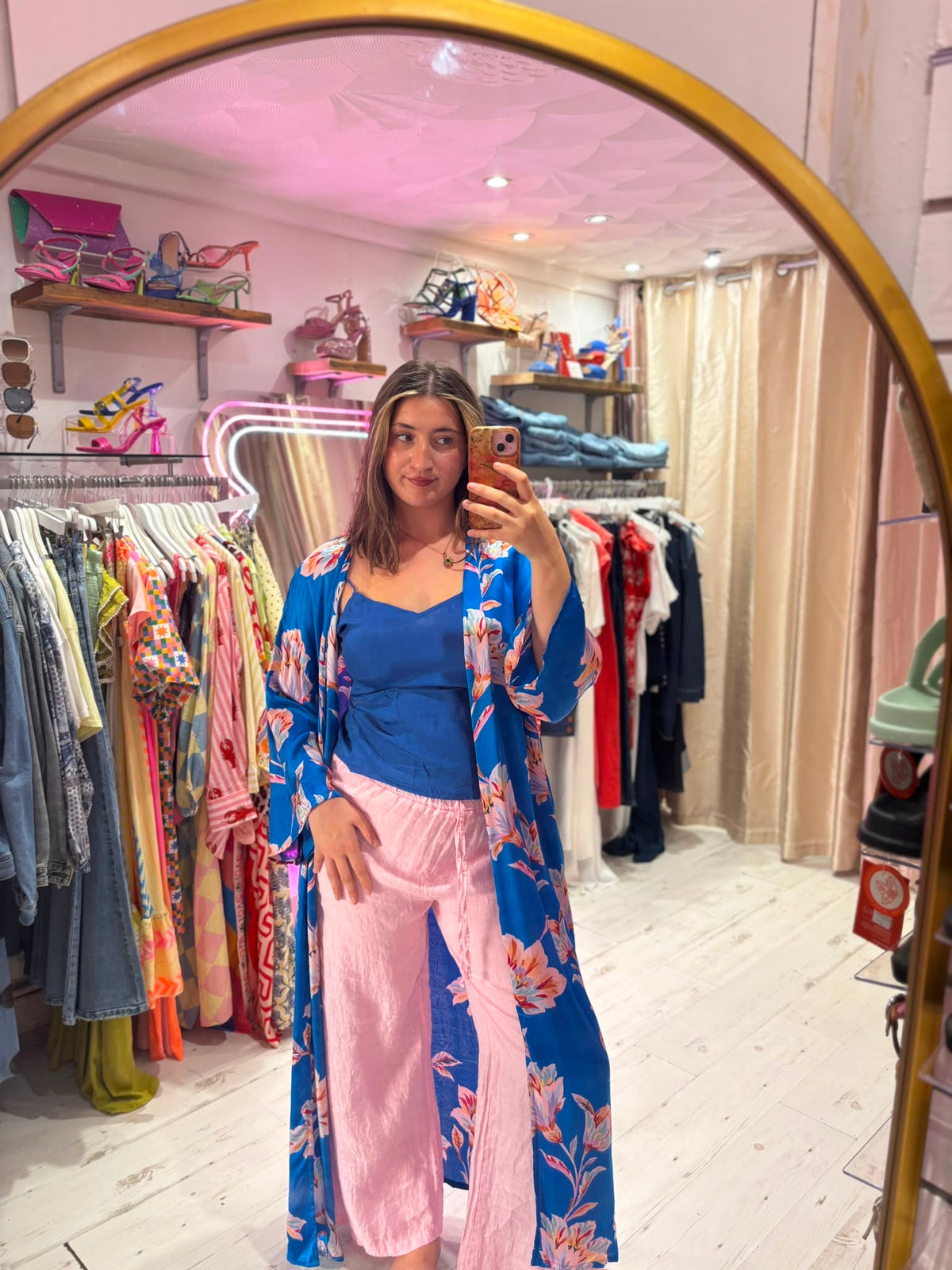 Kira Maxi Kimono | Electric Blue Floral Print