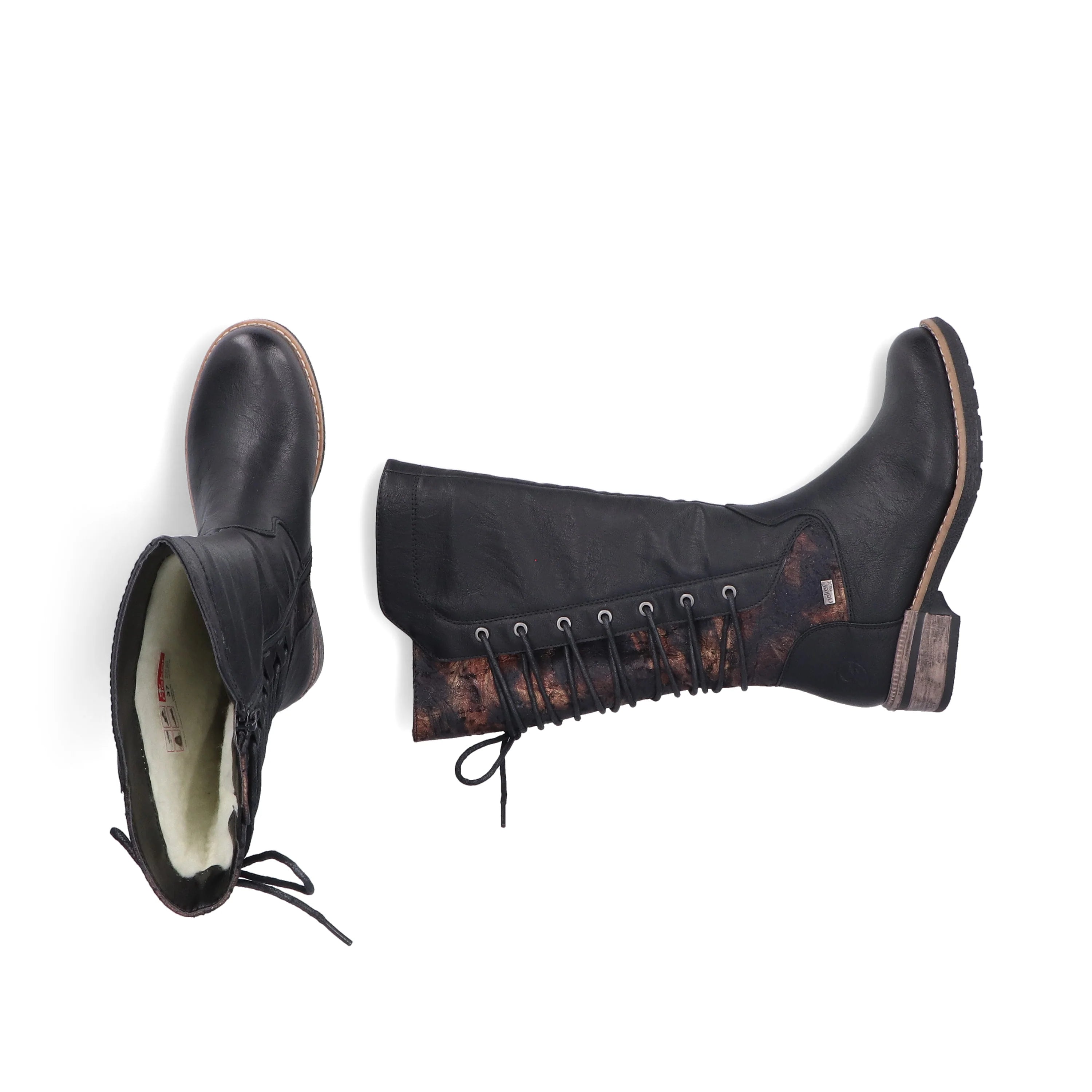 Rieker | 94694-00 Long Lace Back Boot | Black