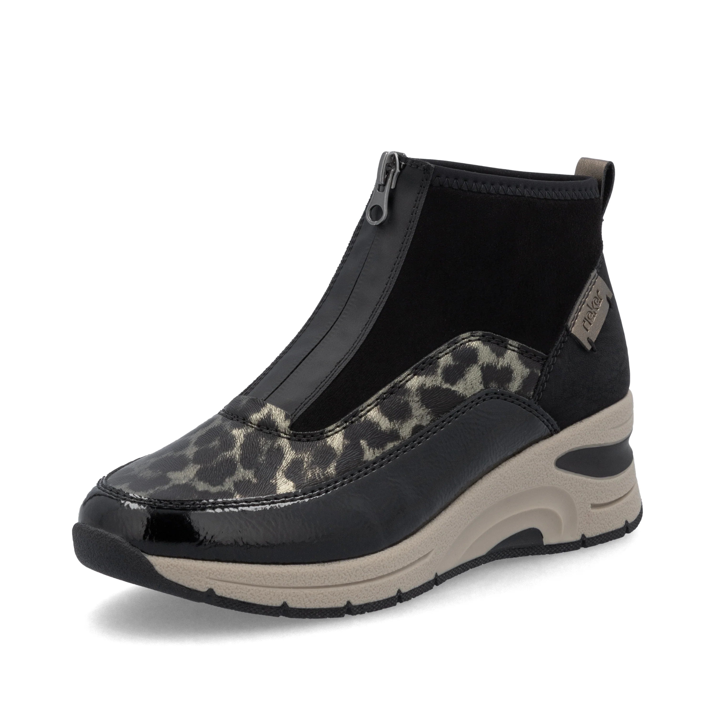 Rieker | N9362-00 Zip Front Trainer Boot | Black Multi