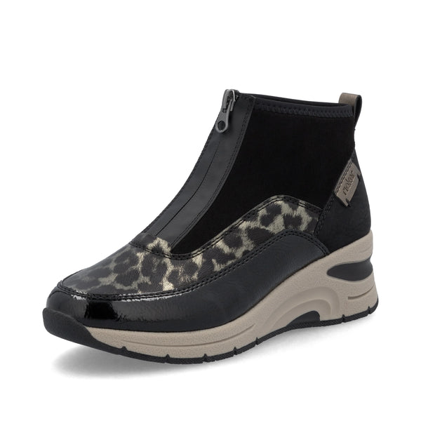 Rieker | N9362-00 Zip Front Trainer Boot | Black Multi