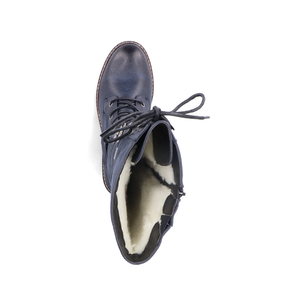 Rieker | 94732-14 Long Lace Up Boot | Dark Blue