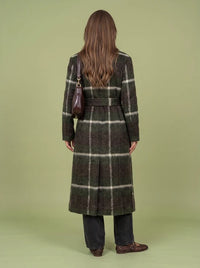 Belted Check Faux Wool Coat | Green