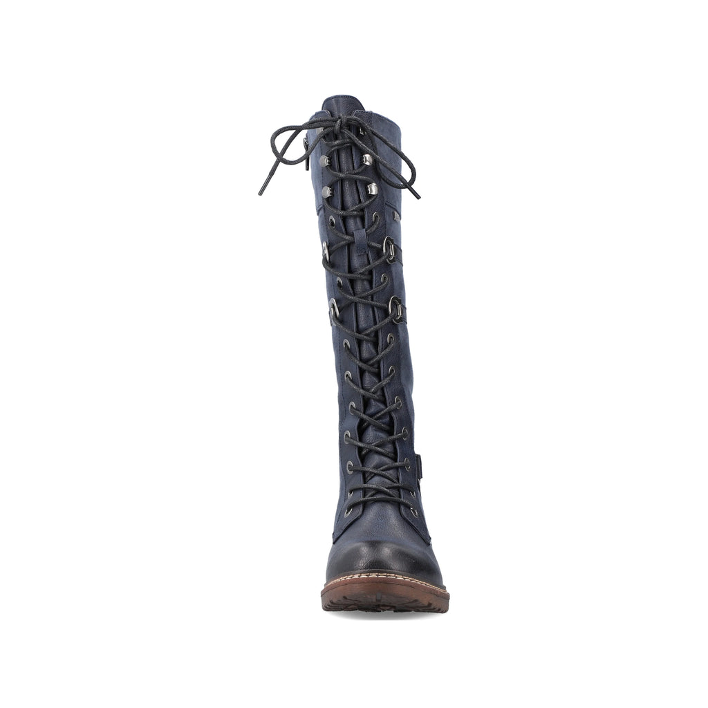 Rieker | 94732-14 Long Lace Up Boot | Dark Blue