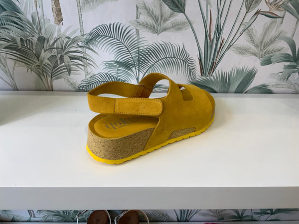 Yokono | LANKA-261 | Suede Platform Sling Back Sandal | Mustard Yellow