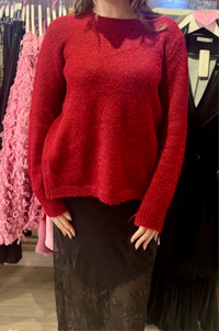 Sequin Bow Back Jumper | Deep Red