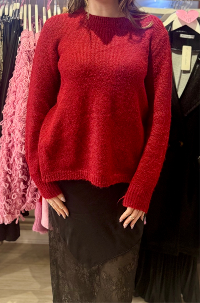 Sequin Bow Back Jumper | Deep Red