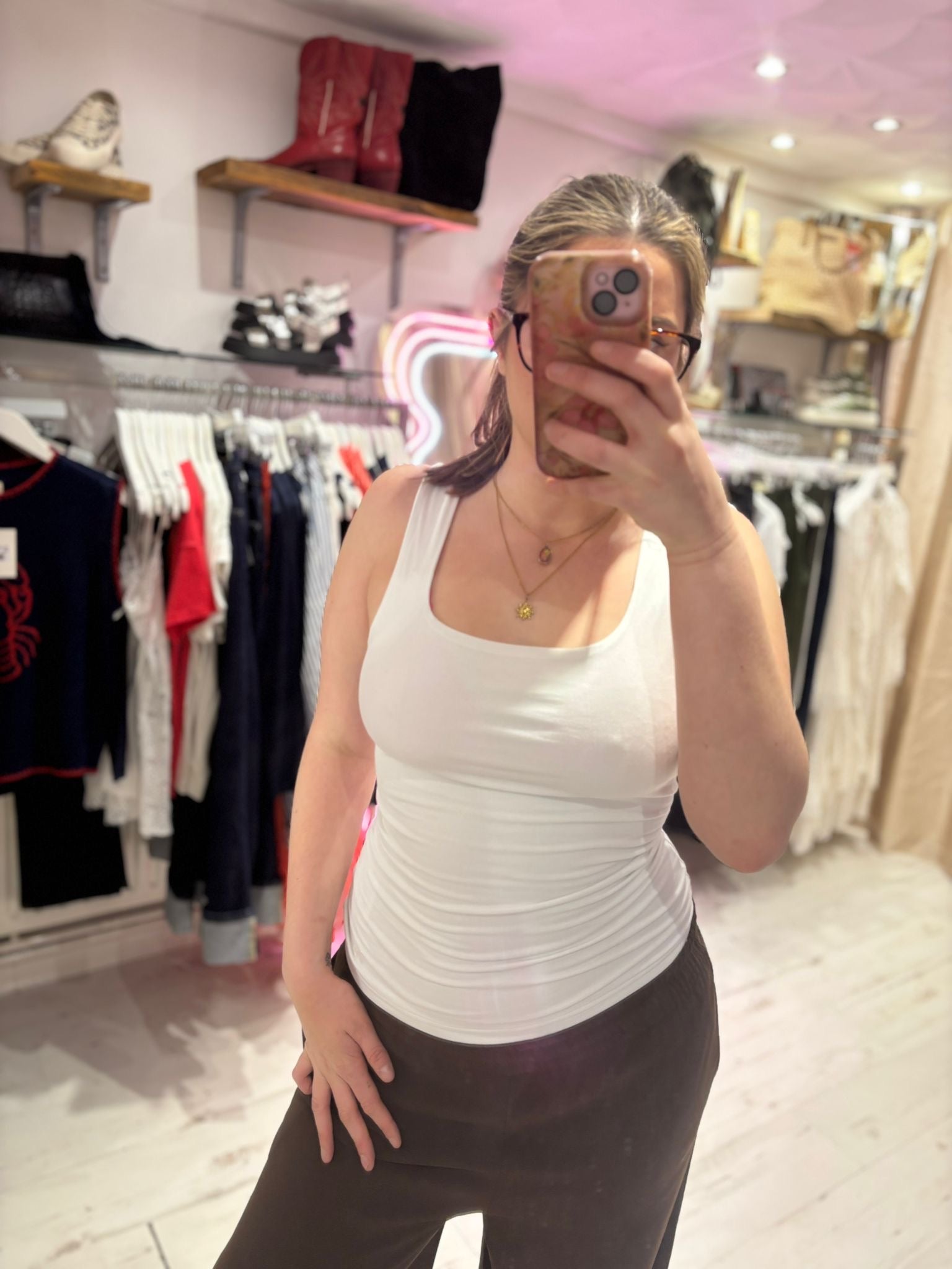 Lee Square Neck Tank Top | Bright White