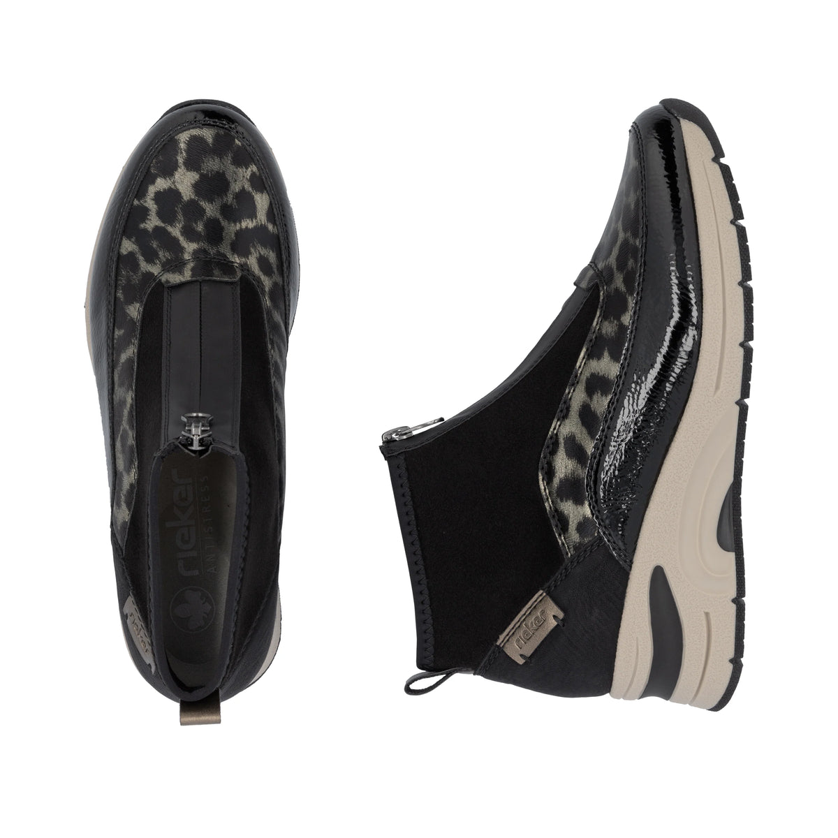 Rieker | N9362-00 Zip Front Trainer Boot | Black Multi