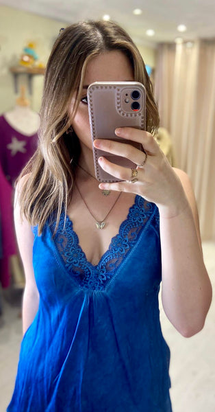 Layla Lace Silky Camisole | Electric Blue