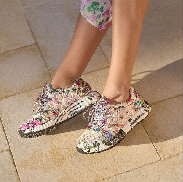 Laura Vita | Burton 05 Sequin Floral Trainer | White Multi