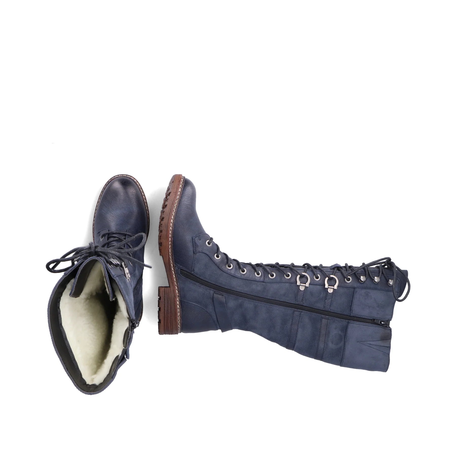 Rieker | 94732-14 Long Lace Up Boot | Dark Blue