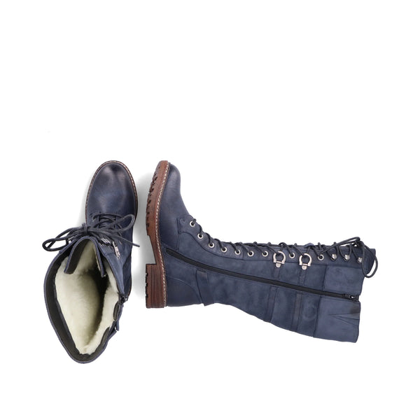 Rieker | 94732-14 Long Lace Up Boot | Dark Blue