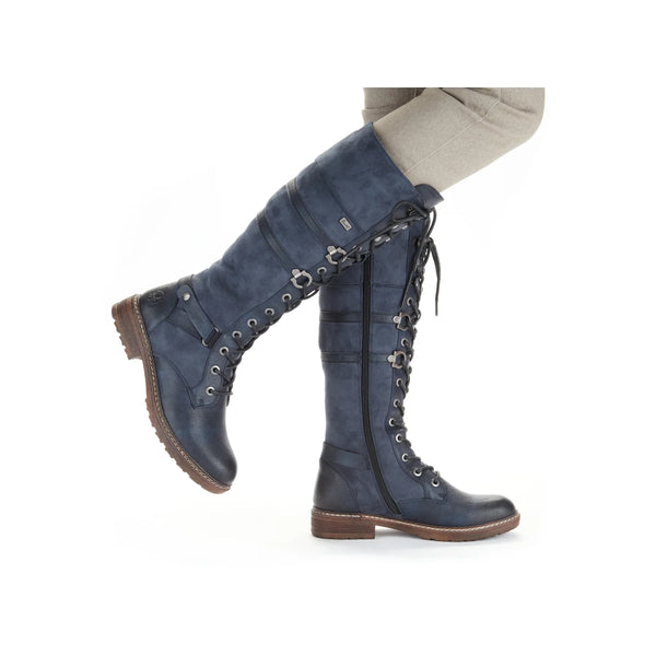Rieker | 94732-14 Long Lace Up Boot | Dark Blue