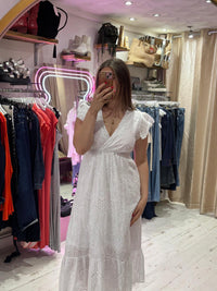 Broderie Anglaise Cotton Midaxi Dress | White
