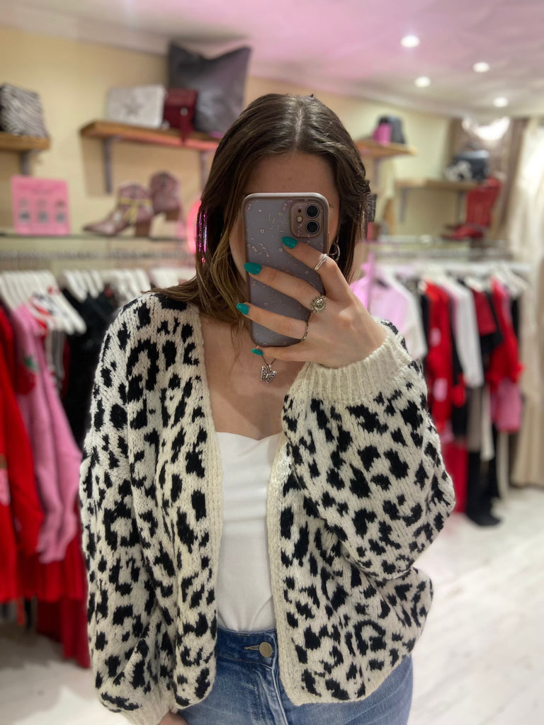 Chunky leopard print cardigan 2025