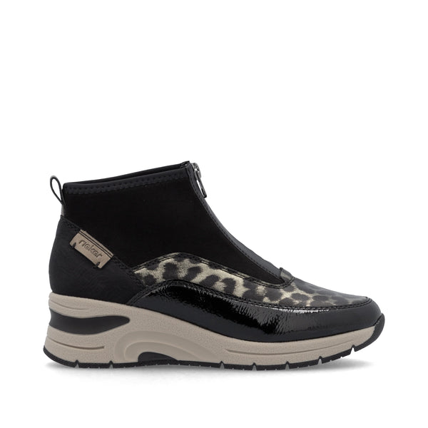 Rieker | N9362-00 Zip Front Trainer Boot | Black Multi
