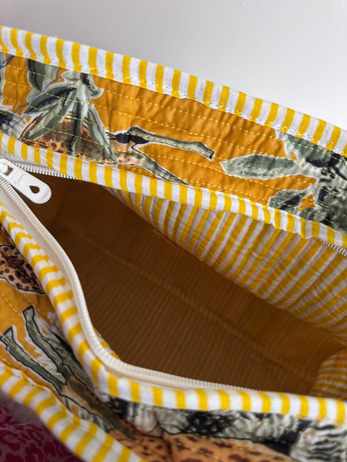 Boho Cotton Quilted Large Tote Bag | Mustard Wild Animal
