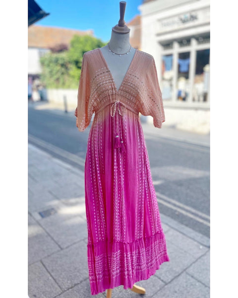 Boho Ombre Maxi Dress | Orange/Pink