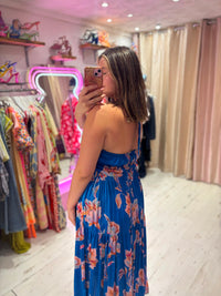 Hanna Halter Maxi Dress | Electric Blue Floral Print