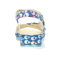 Laura Vita | Brcuelo 81 Floral Flat Sandal | Blue Multi