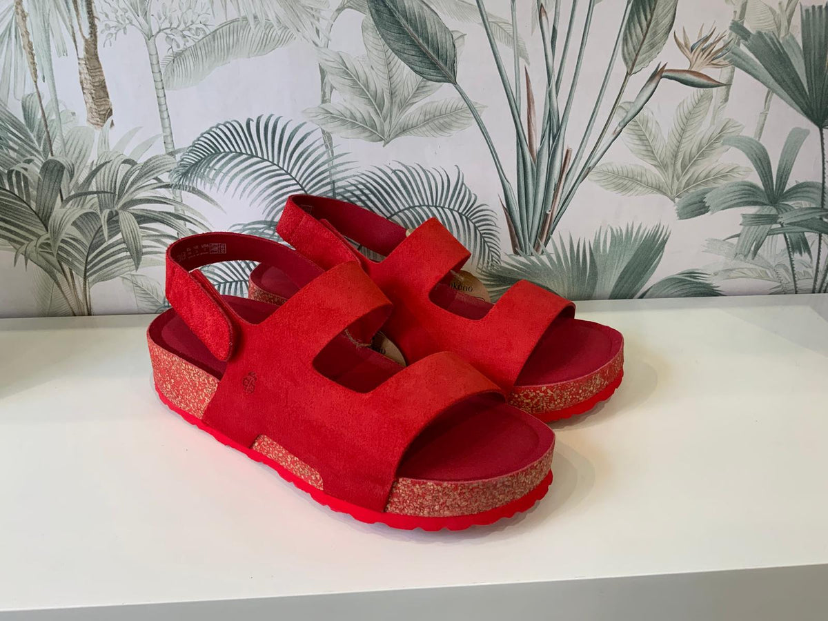Yokono | LANKA-261 | Suede Platform Sling Back Sandal | Red