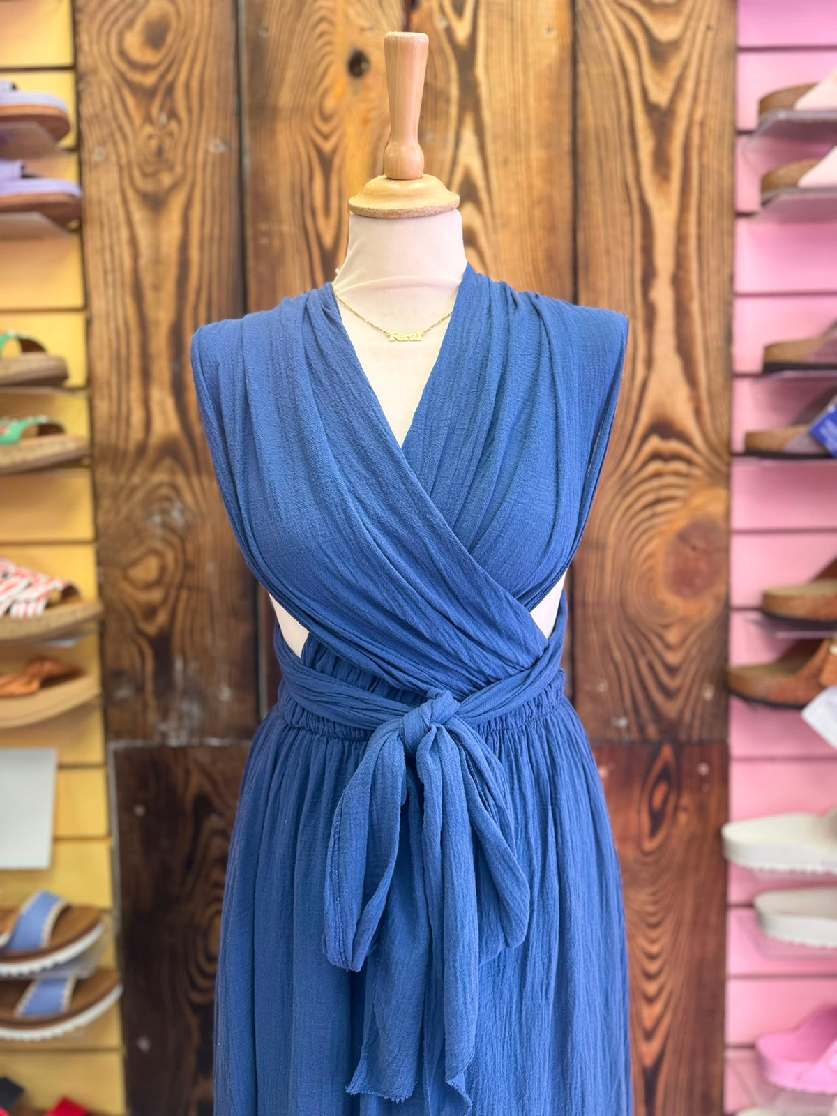Cotton Infinity Dress | Mid Blue