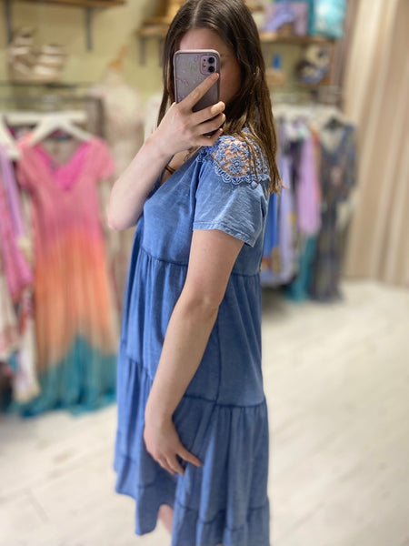 Rachel Tiered Jersey T-Shirt Dress | Blue