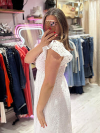 Broderie Anglaise Cotton Midaxi Dress | White