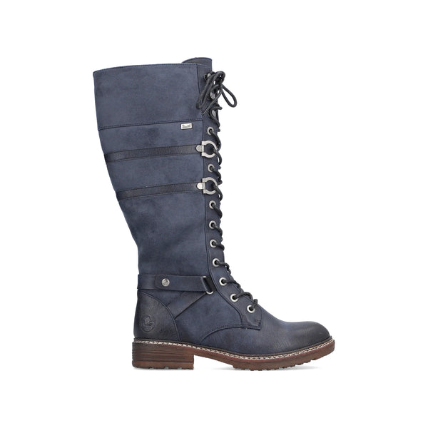 Rieker | 94732-14 Long Lace Up Boot | Dark Blue