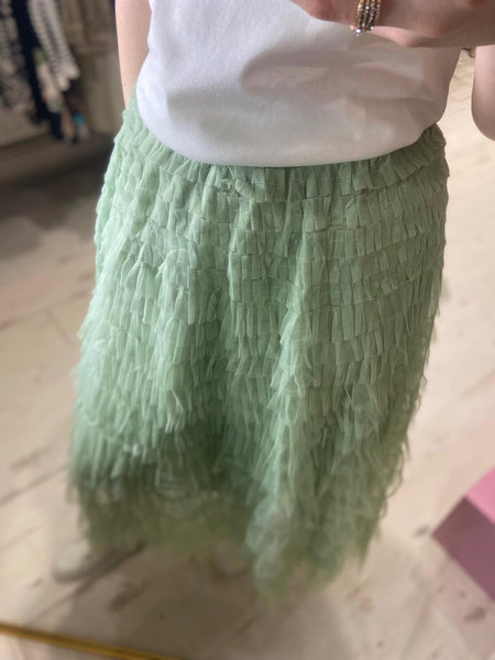 Layered Tulle Midi Skirt | Mint Green