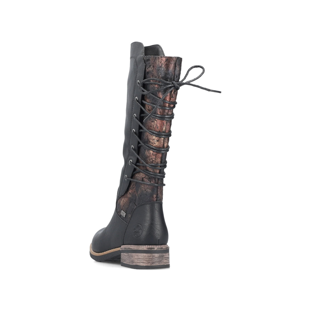 Rieker | 94694-00 Long Lace Back Boot | Black