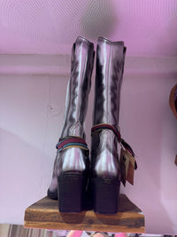 Felmini | Long Heeled Leather Cowboy Boot | Silver