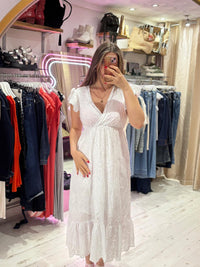 Broderie Anglaise Cotton Midaxi Dress | White