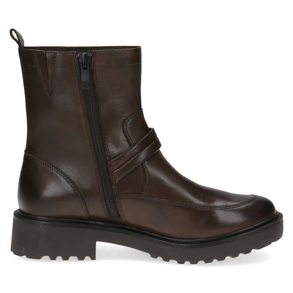 Caprice | 25420 Rugged styled Leather Short boot | Dark Brown