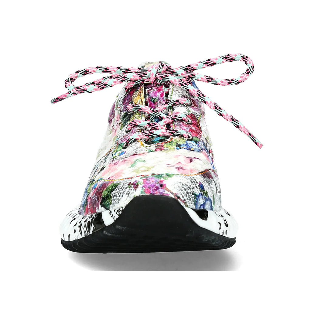 Laura Vita | Burton 05 Sequin Floral Trainer | White Multi