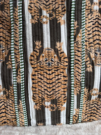 Boho Cotton Quilted Large Tote Bag | Tiger Stripes Olive