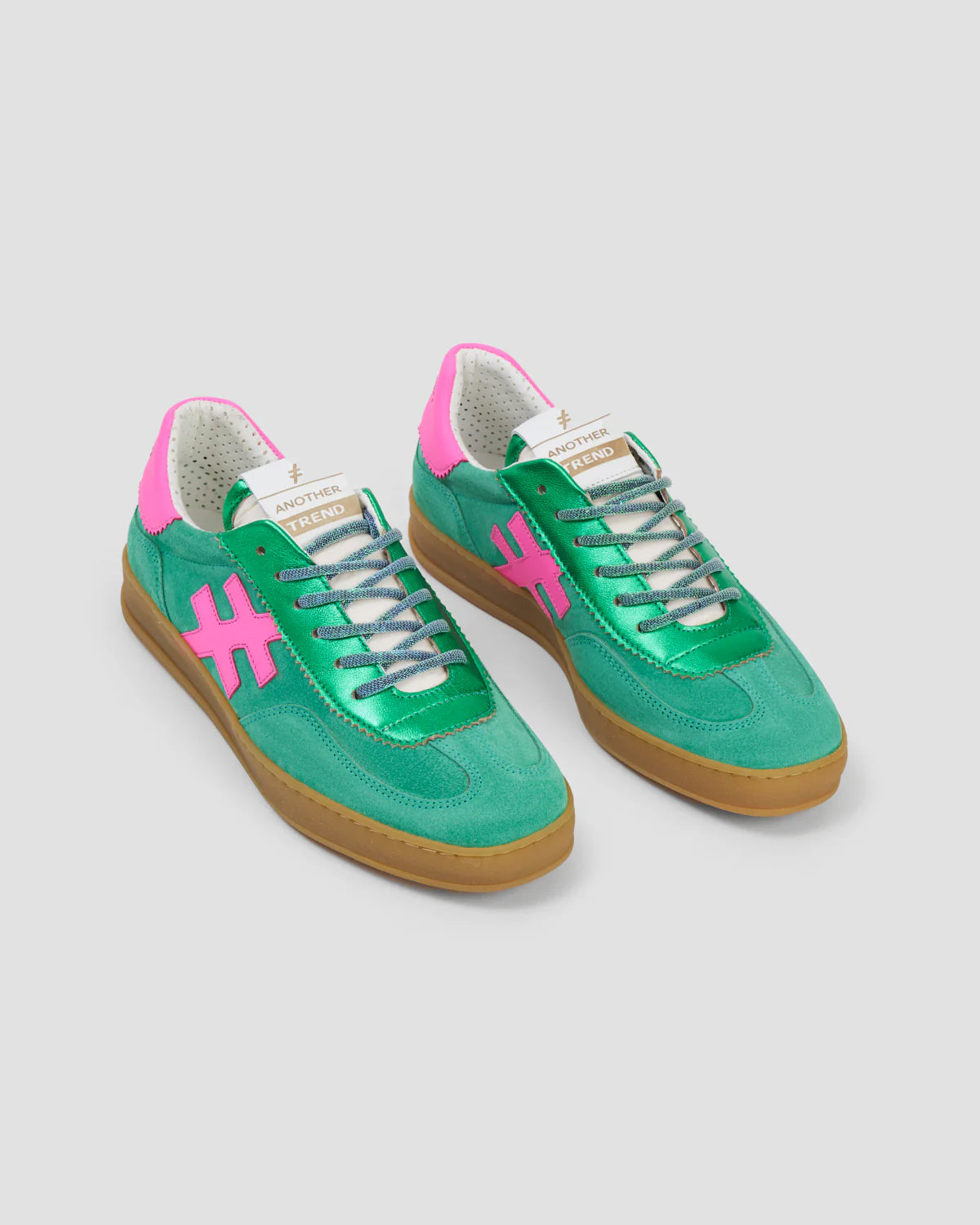 Another Trend | Iconic II | Leather Trainer | Green/Pink