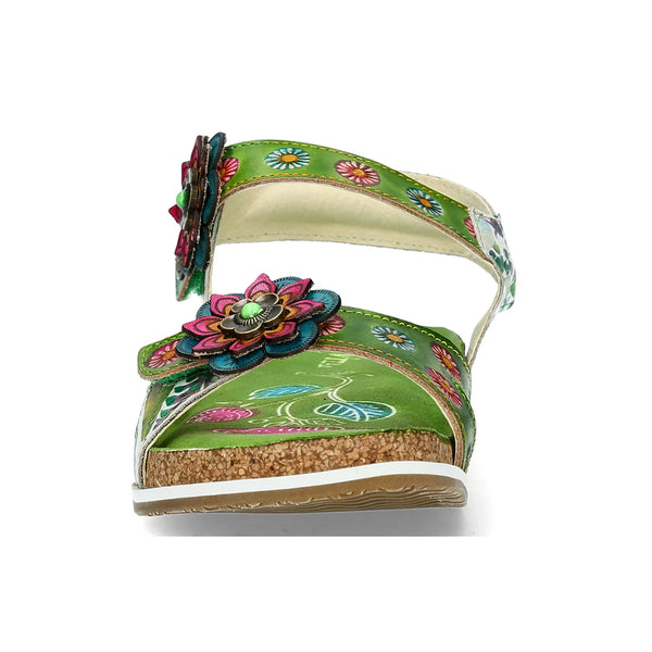 Laura Vita | Brcyano 12 Floral Sandal | Green