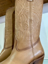 Felmini | Long Heeled Leather Cowboy Boot | Tan