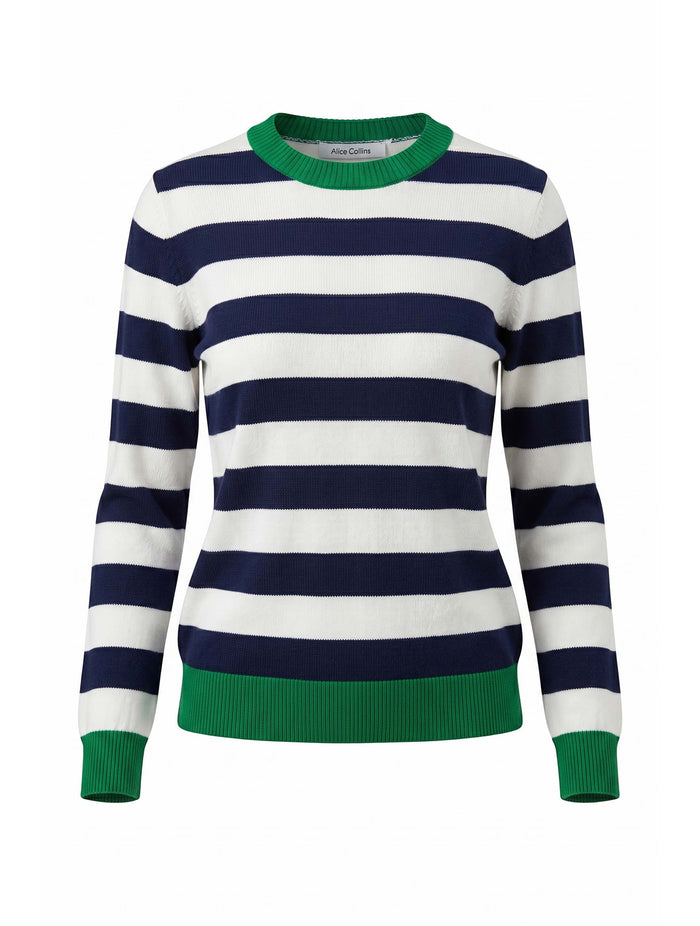 Alice Collins | Etta Pullover | Emerald/Rich Navy