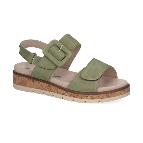 Caprice | Suede Low Wedge Sandal | 28714 | Green