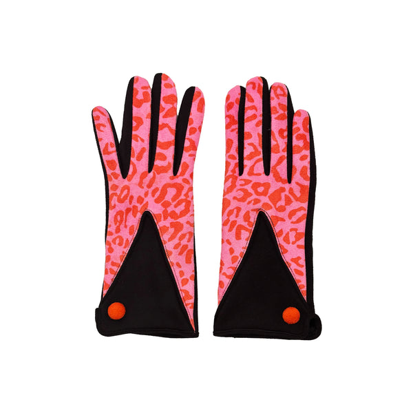 Animal Print Pink and Black Gloves